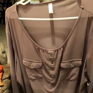 (321) PerSeption Women 3/4 sleeve brown blouse